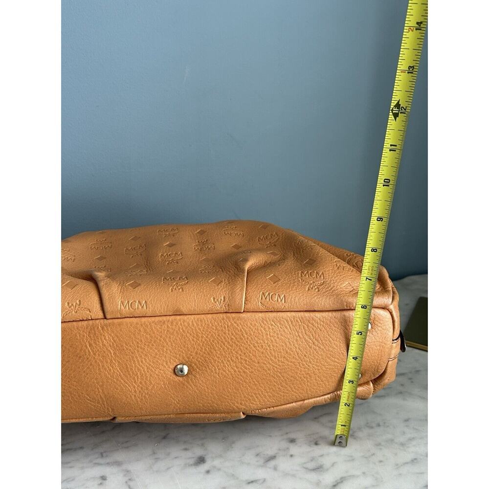 MCM Visetos Leather Cross Shoulder Bag Camel Tan Embossed Logo Purse Handbag - Picture 11 of 15